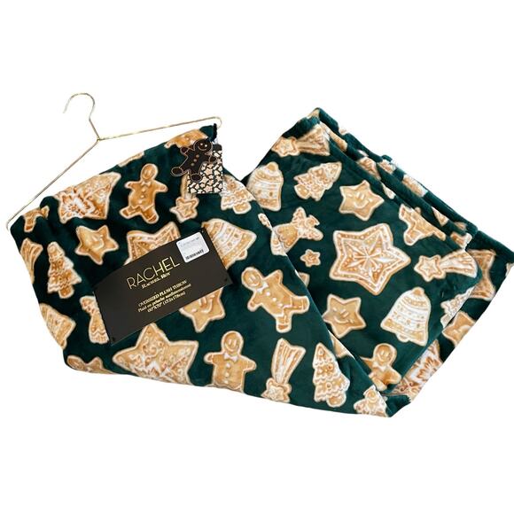Rachel Roy Christmas Green Gingerbread Cookie Plush Oversized Throw Blanket New - Picture 3 of 15